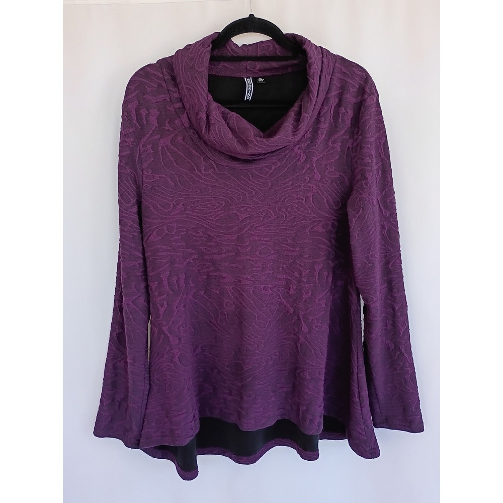 Sno Skins Womens XL Purple Textured Cowl Neck Long Sleeve Top High-Low layering